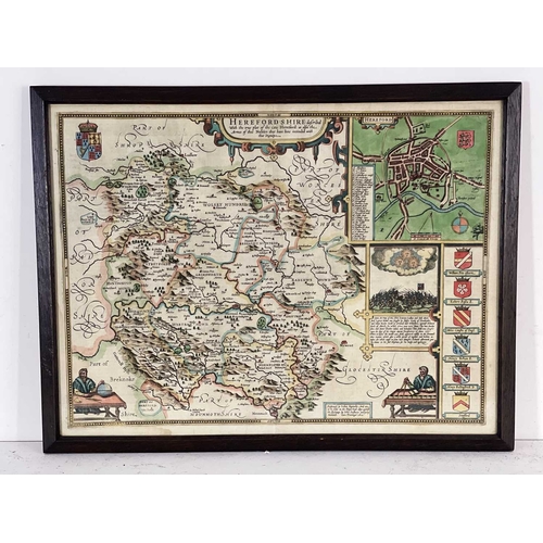 402 - John Speed (British, 1552-1629), map of Herefordshire (1610), coloured engraving, published by John ... 