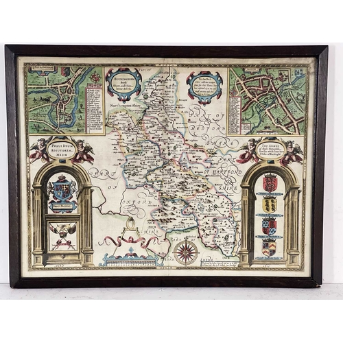 405 - John Speed (British, 1552-1629), map of Buckingham (1610), coloured engraving, published by George H... 