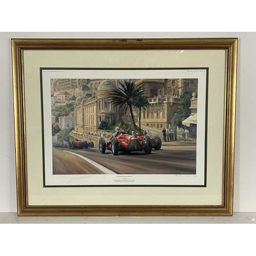 412 - Alan Fearnley (Brtiish, 1942), 'Fangio's Victory at Monaco', signed l.r., signed by Fangio l.l., lim... 