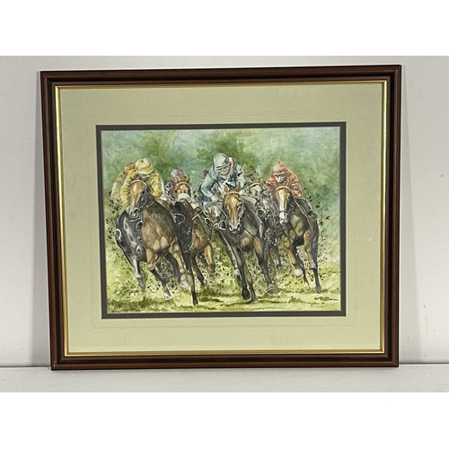 452 - Rick Lewis (British, 1965), At the Turn, signed l.l., watercolour, 35 by 45cm, framed.