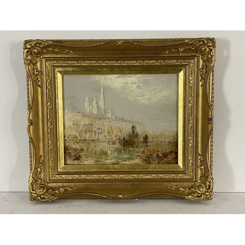 460 - Style of J.M.W. Turner, a Venetian canal scene, oil on board, 21 by 26cm, gilt frame