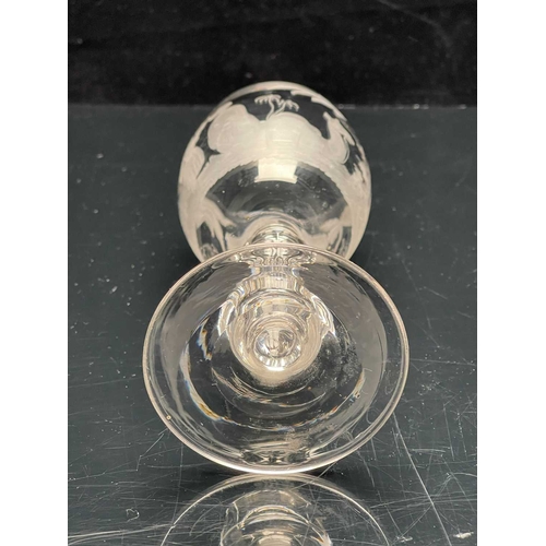 510 - A Stourbridge engraved glass goblet, probably Richardson circa 1840, the rounded bowl decorated with... 