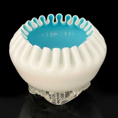 512 - A Stourbridge cased glass bowl, possibly Stuart, circa 1870, inverted ruffled rim, white opaque over... 