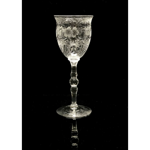 539 - Stevens and Williams, an Edwardian Stourbridge intaglio cut hock wine glass, circa 1905, the flared ... 