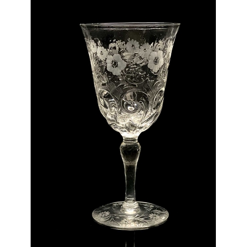 540 - Thomas Webb and Sons, an Edwardian Stourbridge Intaglio engraved rock crystal wine glass, circa 1905... 