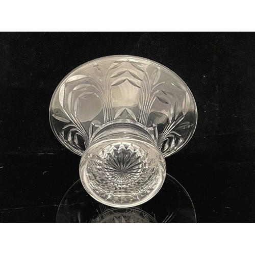 564 - Ludwig Kny for Stuart, an Art Deco cut glass vase, circa 1930s, oval section trumpet form, decorated... 