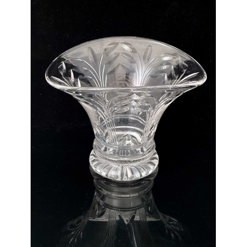 564 - Ludwig Kny for Stuart, an Art Deco cut glass vase, circa 1930s, oval section trumpet form, decorated... 