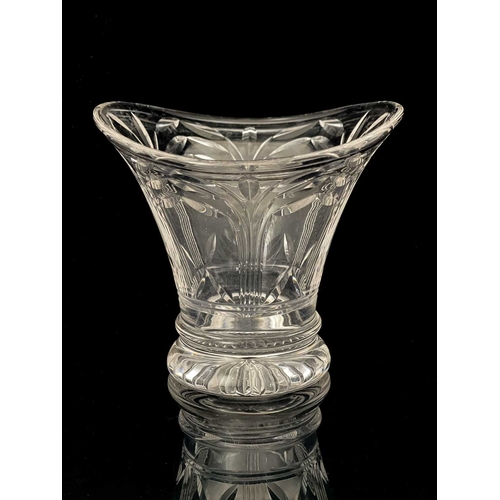 564 - Ludwig Kny for Stuart, an Art Deco cut glass vase, circa 1930s, oval section trumpet form, decorated... 