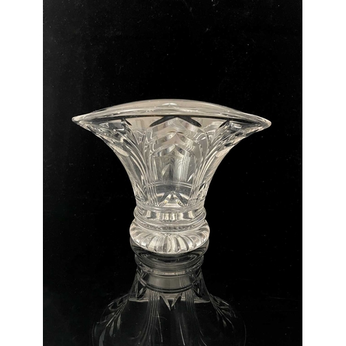 564 - Ludwig Kny for Stuart, an Art Deco cut glass vase, circa 1930s, oval section trumpet form, decorated... 