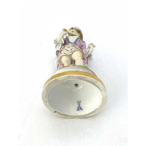 596 - Heinrich Schwabe for Meissen, a figure of a winged putto, model L111, Cupid as a Coquette, late 19th... 