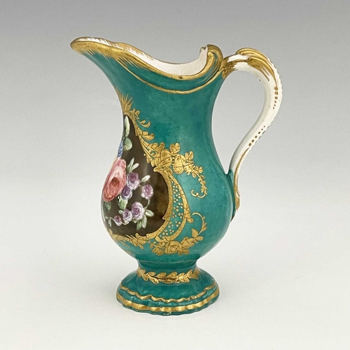 600 - A Vincennes type cream jug, designed circa 1752 and probably of the period, pot a eau a la Romaine s... 