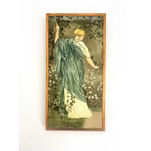 608 - An Aesthetic Movement Minton panel, circa 1870s, painted in the PreRaphaelite style, possibly after ... 