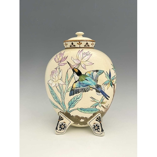 609 - Christopher Dresser for Minton, an Aesthetic Movement Kensington Gore vase and cover, 1871, flattene... 