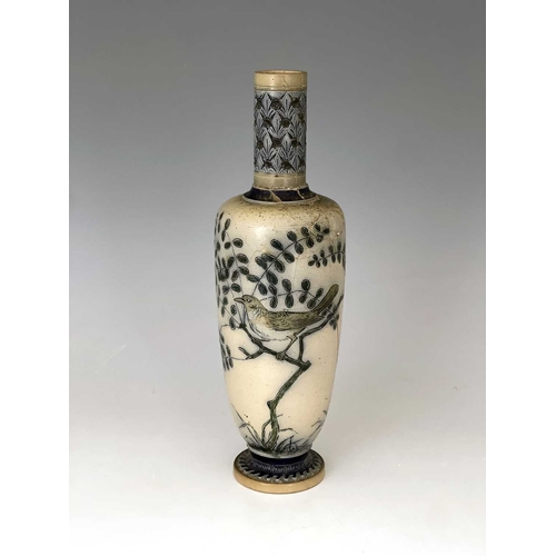 628 - Edwin Martin for Martin Brothers, a stoneware vase, 1879, shouldered and footed form with cylindrica... 