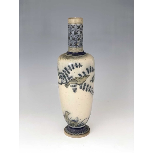 628 - Edwin Martin for Martin Brothers, a stoneware vase, 1879, shouldered and footed form with cylindrica... 