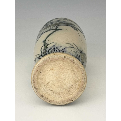 628 - Edwin Martin for Martin Brothers, a stoneware vase, 1879, shouldered and footed form with cylindrica... 