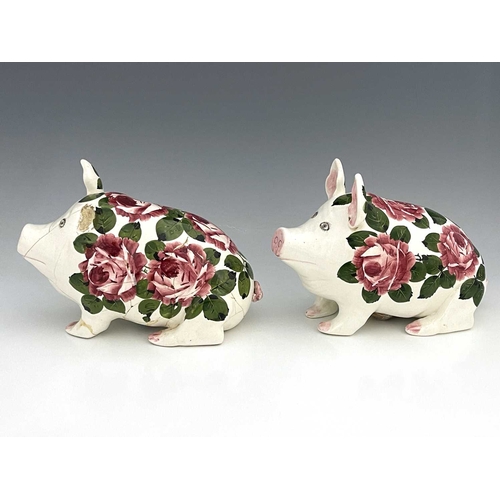 Jan Plichta, a Wemyss Ware painted pig, decorated with cabbage roses ...