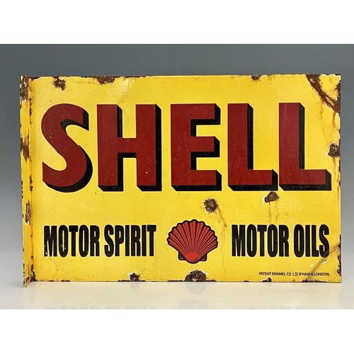 257B - A Shell enamelled metal advertising sign, double sided, 40cm x 60cm