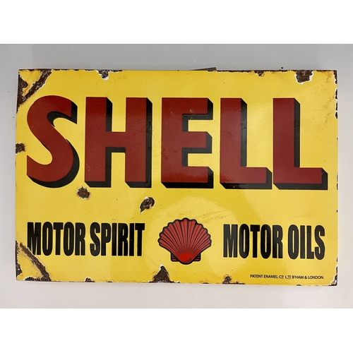 257B - A Shell enamelled metal advertising sign, double sided, 40cm x 60cm