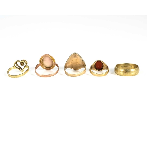 10 - Five various 9ct gold rings