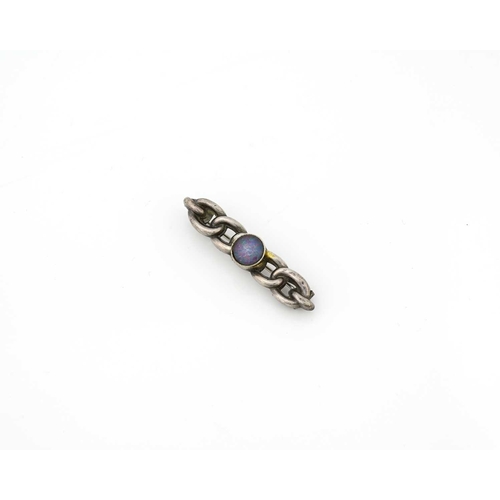 33 - An Arts and Crafts silver and opal bar brooch, Adie and Lovekin, Birmingham 1916, in the form of a h... 