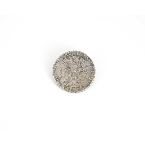 39 - Coins, Spanish/Mexican Pillar dollar, 1760, in case