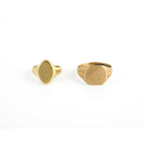 4 - Two 9ct gold signet rings
