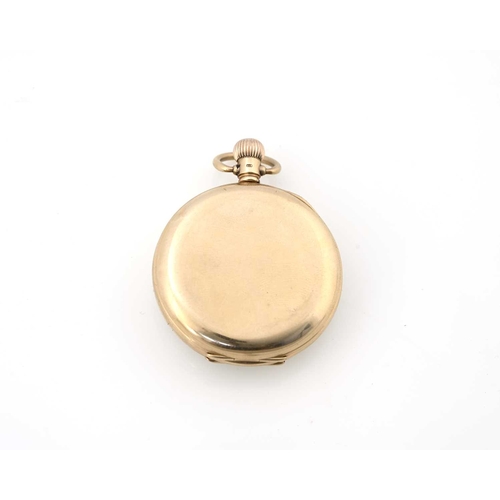 51 - Omega, a 9ct gold pocket watch, circa 1923, open faced, white enamelled dial with subsidiary seconds... 