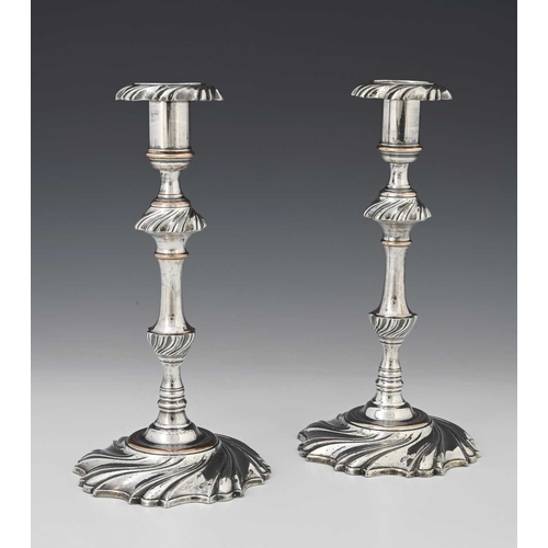 55 - A pair of George III Old Sheffield silver Plate candlesticks, Dixon and Smith circa 1805, of George ... 