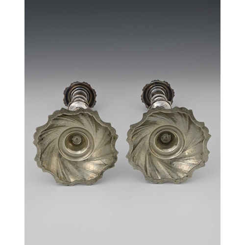 55 - A pair of George III Old Sheffield silver Plate candlesticks, Dixon and Smith circa 1805, of George ... 
