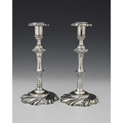 55 - A pair of George III Old Sheffield silver Plate candlesticks, Dixon and Smith circa 1805, of George ... 