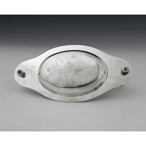 59 - Christopher Dresser for Hukin and Heath, an Aesthetic Movement silver plate and ceramic dish, circa ... 