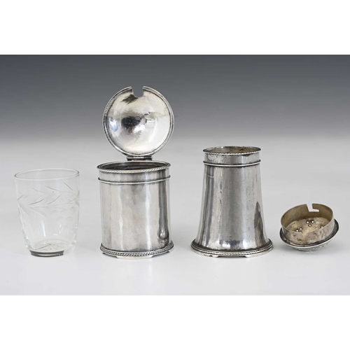 72 - John Sidney Reeve, an Arts and Crafts silver two piece cruet set, Birmingham 1912, the pepper pot of... 