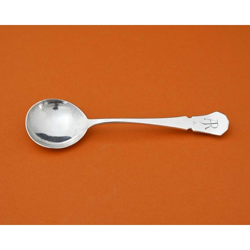 77 - John Sidney Reeve, an Arts and Crafts silver spoon, Birmingham 1938, the planished rounded bowl with... 