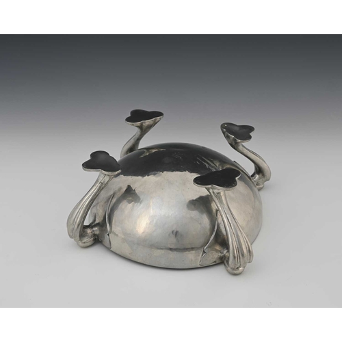 85 - Oliver Baker for Liberty and Co., a Tudric Arts and Crafts pewter bowl, model 067, planished domed f... 