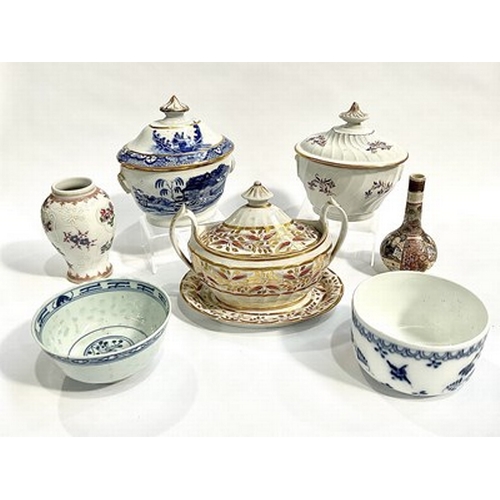 142 - A collection of late 18th and early 19th-century English ceramics including slop bows and sucriers b... 