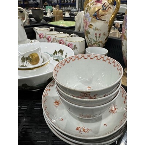 145 - A collection of British and Continental ceramics: hand-painted tea bowls and saucers circa. 1800, tw... 