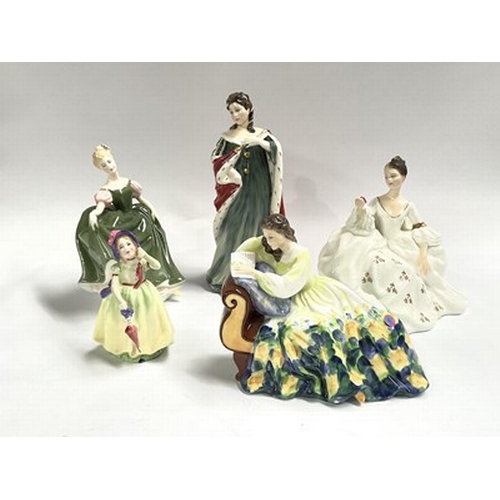 168 - An assortment of Royal Doulton lady figurines, circa late 20th century, Including 'Queen Anne , no. ... 