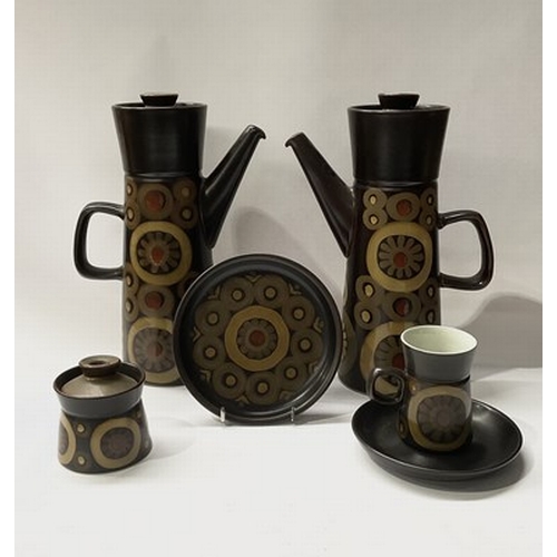 20 - A Gill Pemberton for Denby 'Arabrsque' coffee service, circa 1960s, featuring coffee cups, saucers, ... 