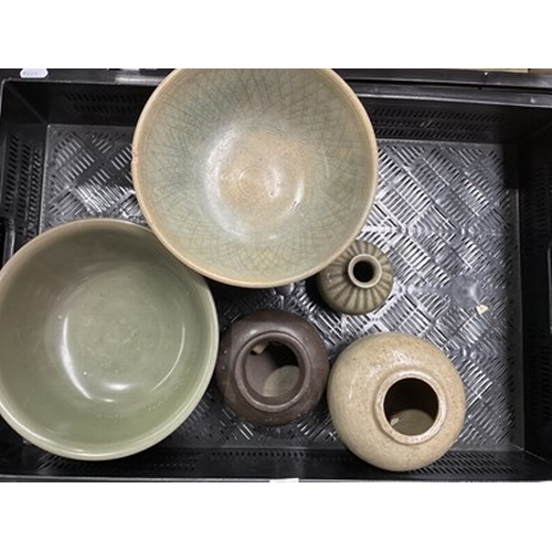 21 - A collection of Chinese ceramics in the Northern Song/Yuan style including celadon ware (1 tray)