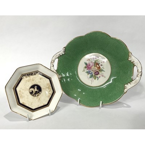 219 - A Coalport 'Portraits of the countryside' by Sheila Mannes-Abbott, green rose-shaped porcelain bowl ... 