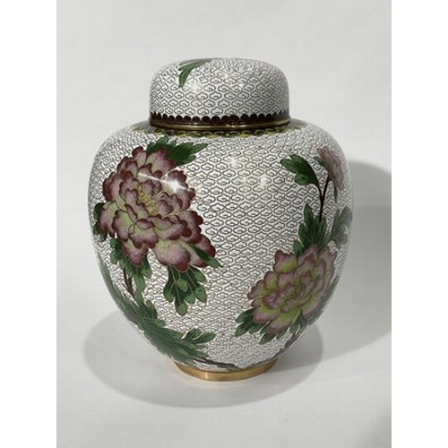 224 - A Cloisonne, Japanese brass wire cut urn with lid, circa late 20th century, 22cm high (1)