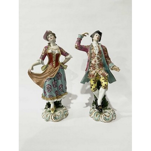 236 - A pair of Samson figurines, gentleman and lady companion, late 19th Century, large gilt pseudo-Chels... 