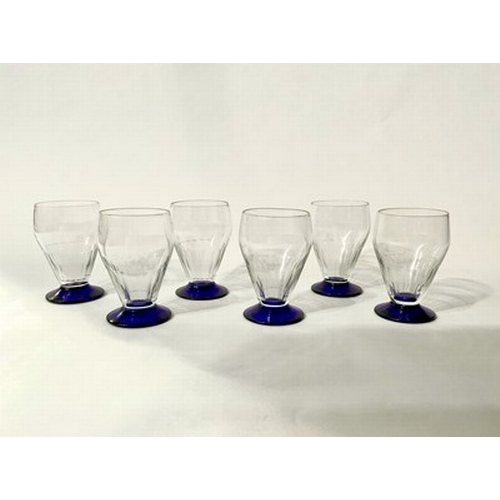 245 - A set of six hand blown teardrop art deco cocktail glasses, together with a mid-century Scandinavian... 