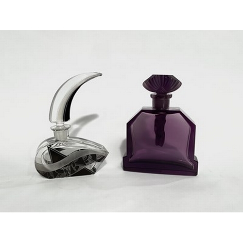 247 - Karl Palda and Heinrich Hoffmann, two Art Deco Czechoslovakian glass scent bottles, circa 1925-35, o... 