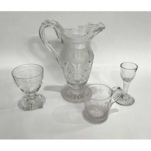 251 - An early 19th century cut glass jug, probably Richardson, Stourbridge, a Regency glass rummer with l... 