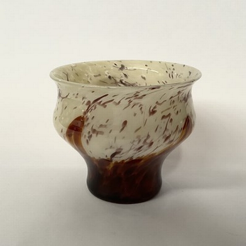 261 - A Rindskopf double ogee vase cased amber and opaque marbling, 13cm high