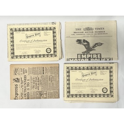 28 - A collection of Papers past, certificates of authentication, along with early 20th century newspaper... 