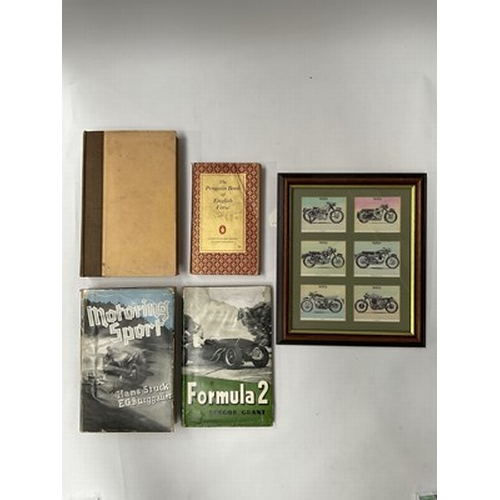 36 - A collection of Gardening, car, antique and other assorted books with Norton motorcycle print (1 tra... 