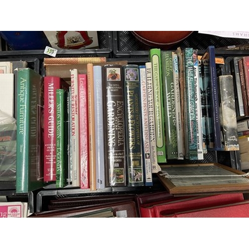 36 - A collection of Gardening, car, antique and other assorted books with Norton motorcycle print (1 tra... 